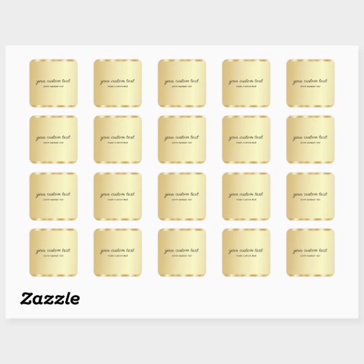 Elegant Gold Template Handwritten Your Custom Text Vierkante Sticker (Vel)