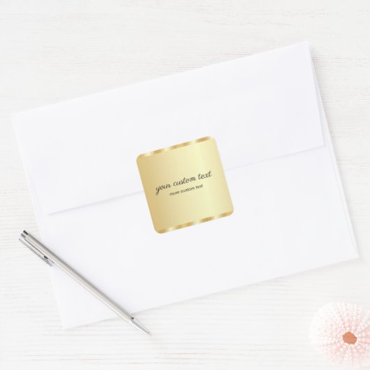 Elegant Gold Template Handwritten Your Custom Text Vierkante Sticker (Envelop)