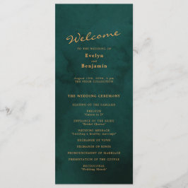 Elegant Gold Text met Green Background Wedding Programma