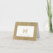Elegant Gold Texture Big Monogram Stationery (Devant)