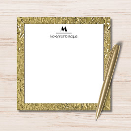 Elegant Gold Texture Black Border Monogram Name Notitiekaartje