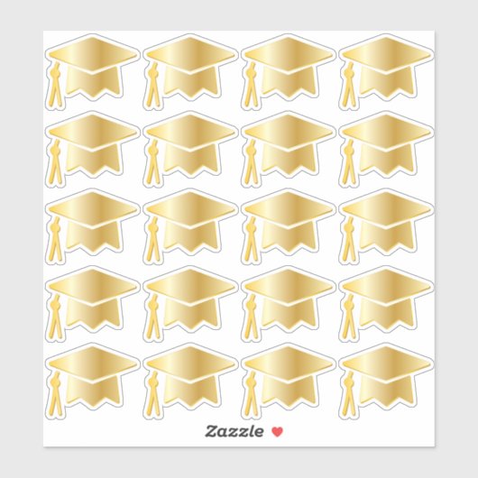 Elegant Gold Tone Gradup Cap Sticker (Vel)
