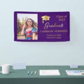Elegant Gold Tone op Paarse Afstuderen fotobanner Spandoek (Beurs)