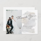 Elegant Gold-Touch Silver-Grey Wedding Hartelijk d Briefkaart (Voorkant / Achterkant)