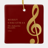 Elegant Gold Treble Clef Music Choir Christmas Keramisch Ornament (Voorkant)