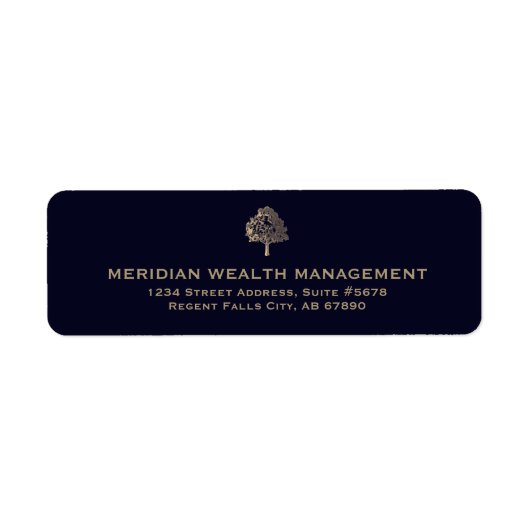 Elegant Gold Tree Finance Advisor retouradres Etiket (Voorkant)