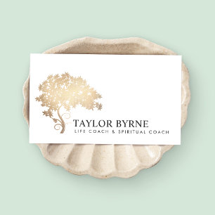 Elegant Gold Tree Logo Professional Visitekaartje