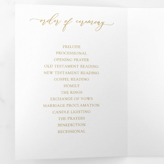 Elegant Gold Tri-voudig Wedding Program Booklet Drieluik Programma (Binnenzijde eerst)