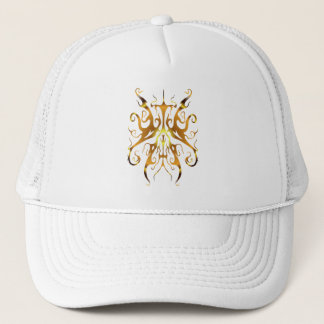 Elegant Gold Tribal Mask Abstract Design Trucker Pet