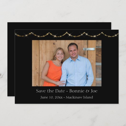 Elegant Gold Trim Foto slaat de datum op (Voorkant / Achterkant)