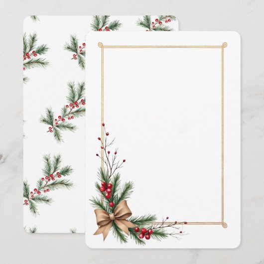 Elegant Gold-Trimmed Holiday Wedding Invitation (Devant / Derrière)