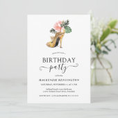 Elegant Gold Tropical Floral Gold Heels Birthday Kaart (Staand voorkant)