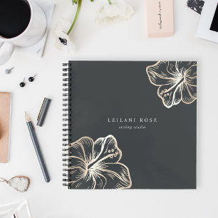 Elegant Gold Tropical Hibiscus Flower Notitieboek