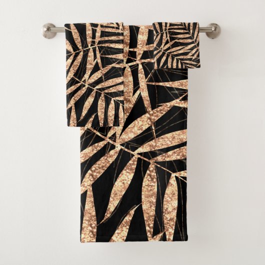 Elégant Gold Tropical Palm Feuille Black Design (En situation)