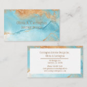 Elegant Gold Turquoise Abstracte Typografie Modern Visitekaartje (Voorkant / Achterkant)