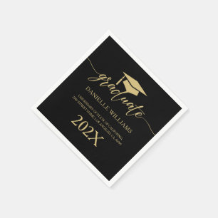Elegant Gold Typografie op een zwarte achtergrond Servet