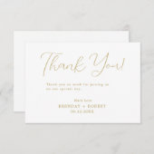 Elegant Gold Typografie op witte Hartelijk dank Bedankkaart (Voorkant / Achterkant)
