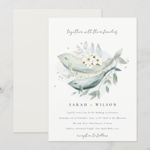 Elegant Gold Underwater Floral Fish Wedding Invite Bedankkaart