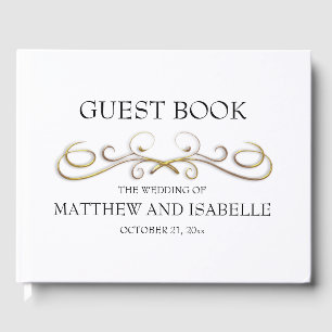 Elégant Gold Victorian Flourian Mariage Livre d'hô