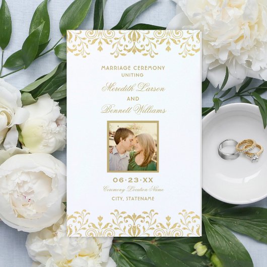 Elegant Gold Vintage Glam Mariage Programmes photo