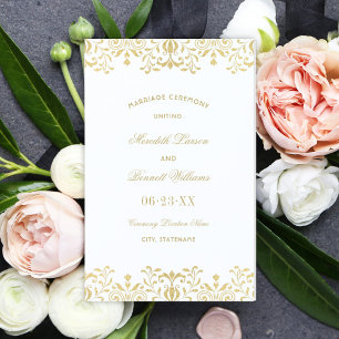 Élégant Gold Vintage Glamor Programmes de mariage
