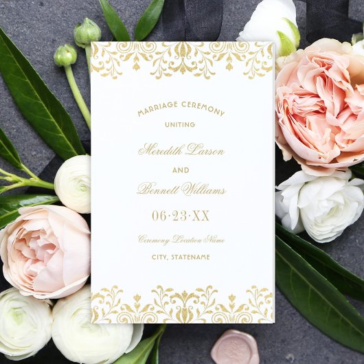 Élégant Gold Vintage Glamor Programmes de mariage