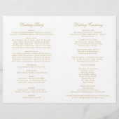 Élégant Gold Vintage Glamor Programmes de mariage (Dos)