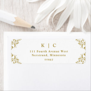 Elegant Gold Vintage Wedding Return Address Etiket