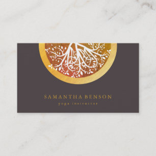 Elegant Gold Waterverf Tree Yoga en Meditation B Visitekaartje