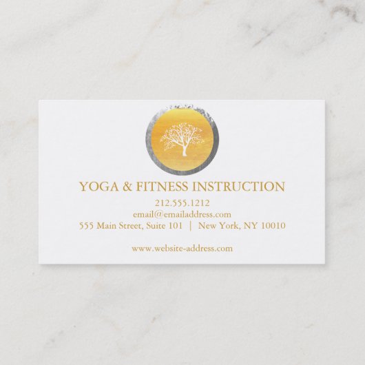 Elegant Gold Waterverf Tree Yoga en Meditation B Visitekaartje (Achterkant)