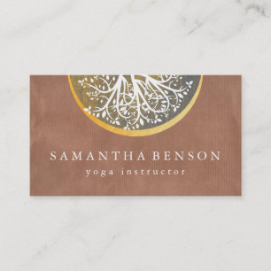 Elegant Gold Waterverf Tree Yoga en Meditation B Visitekaartje