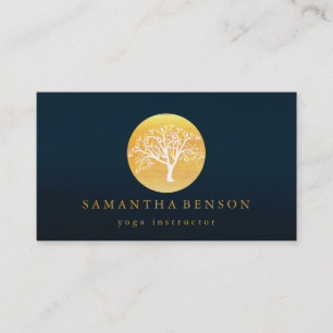 Elegant Gold Waterverf Tree Yoga en Meditation Visitekaartje