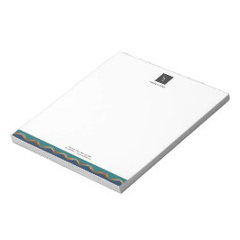 Elegant Gold Wave Blue Blauwgroen Logo Business Notitieblok