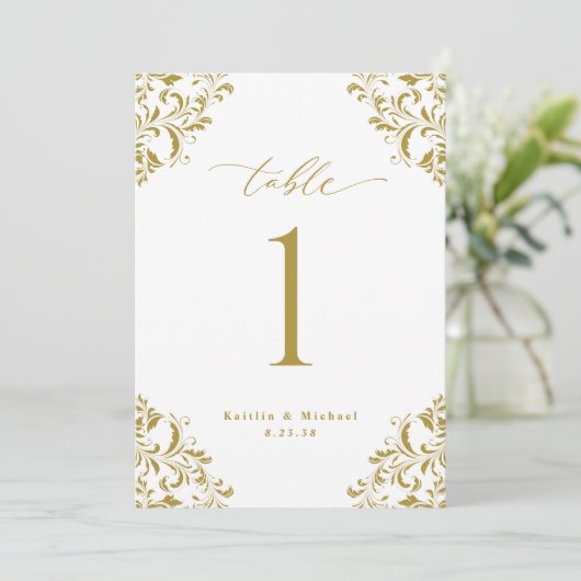 Elegant Gold Wedding 5x7-kaarten voor tabelnummers Kaart (Staand voorkant)