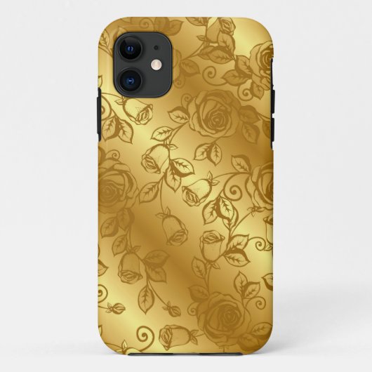 Elegant Gold Wedding Floral iPhone Case (Achterkant)