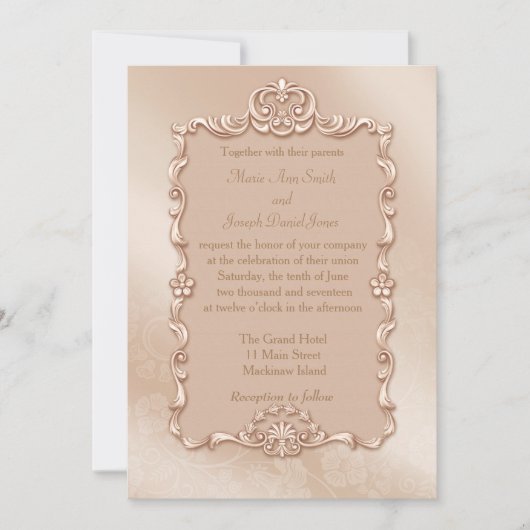 Elegant Gold Wedding Invitation Kaart (Voorkant)