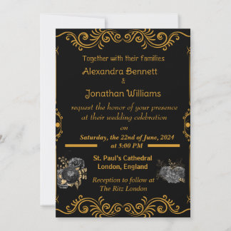 Elegant Gold Wedding Invitation Kaart