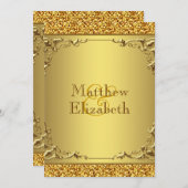 Elegant Gold Wedding Kaart (Voorkant / Achterkant)