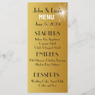 Elegant Gold Wedding Menu Kaart Custom Rack Kaart