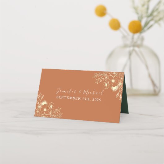 Elegant Gold Wedding Place Card (Achterkant)