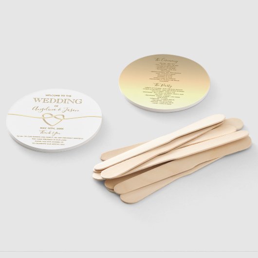 Elegant Gold Wedding Program Handwaaier (Niet-gemonteerd)