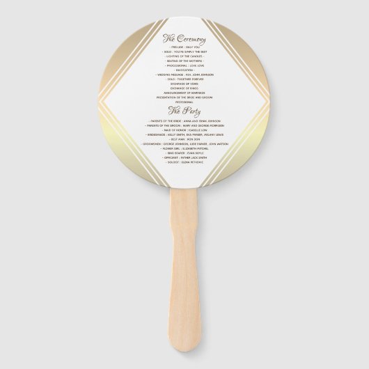 Elegant Gold Wedding Program Handwaaier (Achterkant)