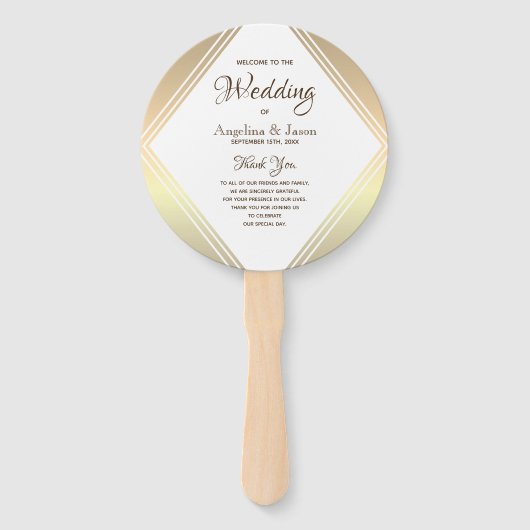 Elegant Gold Wedding Program Handwaaier (Voorkant)