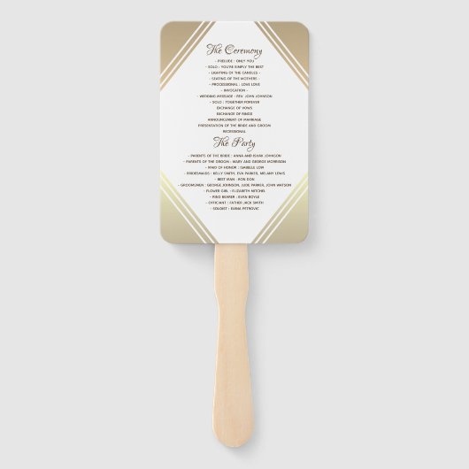 Elegant Gold Wedding Program Handwaaier (Achterkant)
