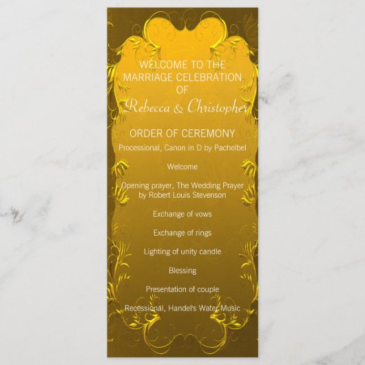 Elegant Gold Wedding Program Programma (Voorkant)