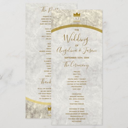 Elegant Gold Wedding Programma (Voorkant / Achterkant)