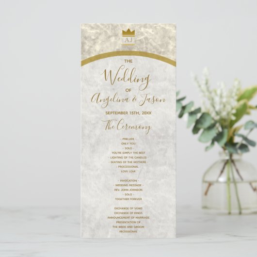 Elegant Gold Wedding Programma (Staand voorkant)