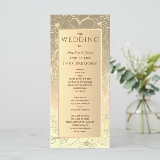 Elegant Gold Wedding Programma (Staand voorkant)