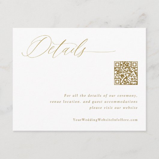 Elegant Gold Wedding - QR-code Informatiekaartje (Voorkant)