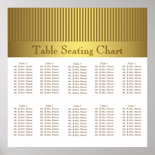 Elegant Gold Wedding Seating Chart Poster (Voorkant)
